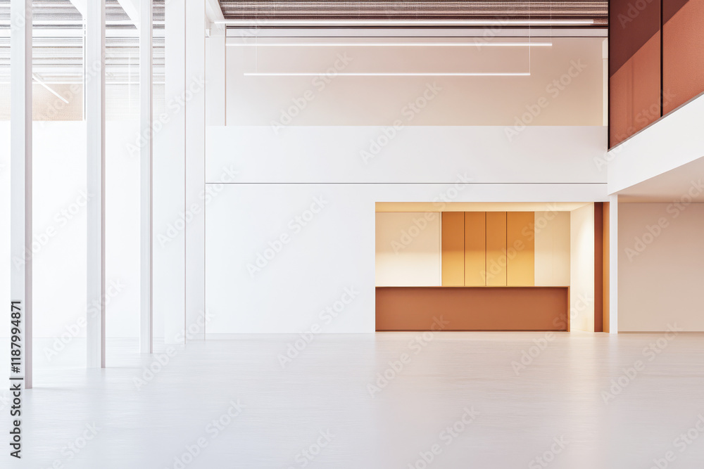 Fototapeta premium Modern minimalist interior design with elegant reception area in spacious environment