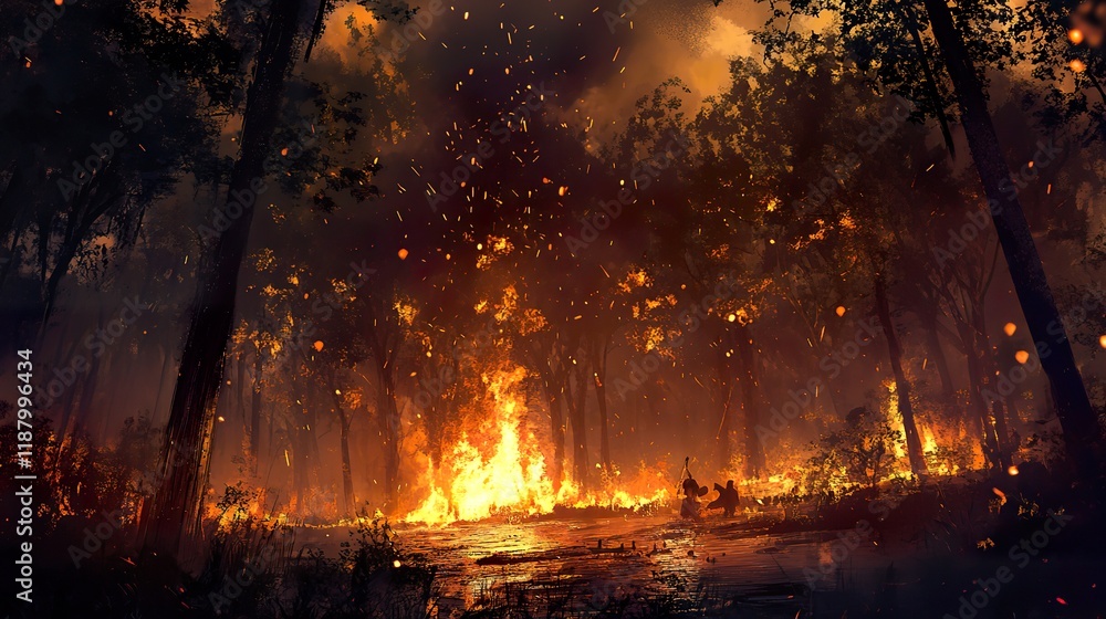 Fototapeta premium Wildfire Forest fire Woolsey Fire Mountains