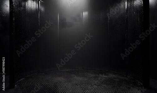 empty elimination chamber in black void, Generative AI