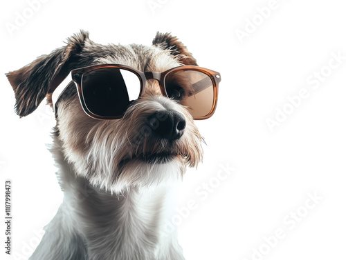 A Cute Dog Sporting Brown Frame Sunglasses on a Transparent Background in PNG Format