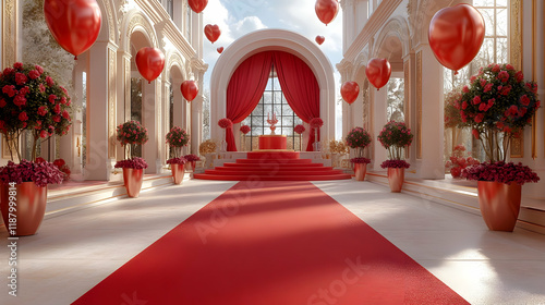 Wallpaper Mural Red carpet, heart balloons, palace, romantic event Torontodigital.ca