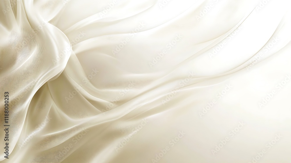 Fototapeta premium Elegant Draped Cream Silk Fabric Texture Background