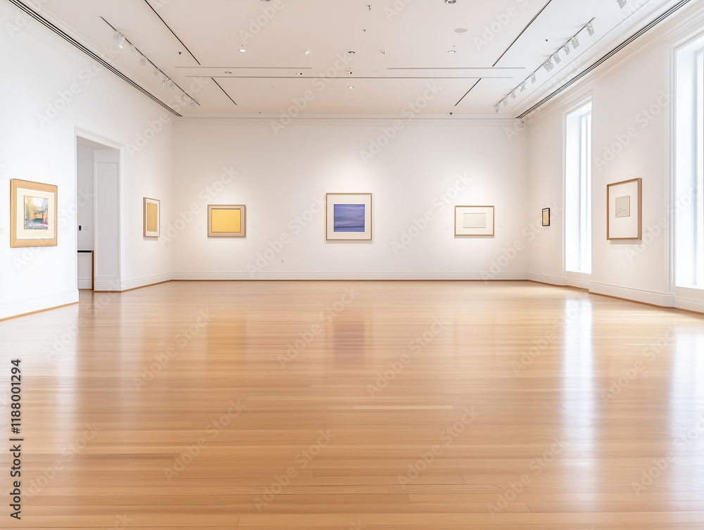 Obraz premium Historic Museum Gallery Display, Off-White Walls Embrace Artistic Splendor