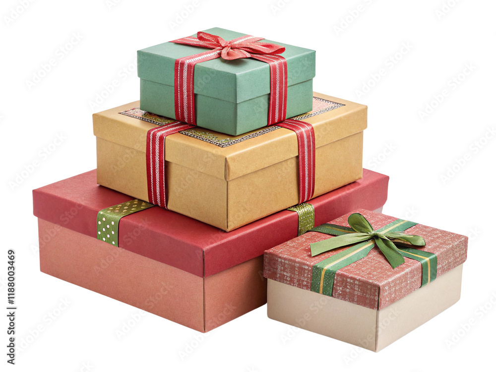 Obraz premium Gift boxes isolated on transparent background.