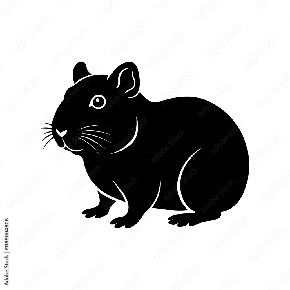 Obraz premium Cute Hamster black silhouette vector 