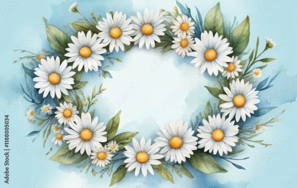 Obraz premium daisy background image, wreath, flower frame, plant