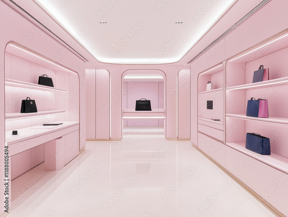 Stylish Boutique Interior with Blush Pink Walls and Elegant Decor Stylish Boutique Interior with Blush Pink Walls and Elegant Decor