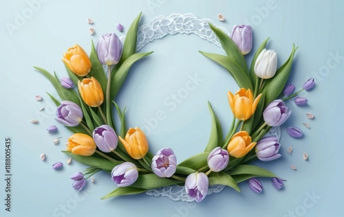 tulip background image, wreath, flower frame, plant