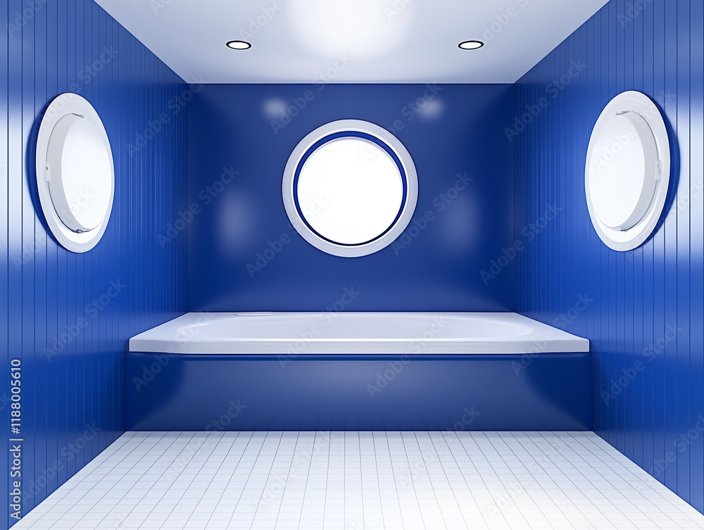 Nautical-Themed Bathroom Decor with Navy Blue Walls, a Seaside Inspired Ambiance Nautical-Themed Bathroom Decor with Navy Blue Walls, a Seaside Inspired Ambiance