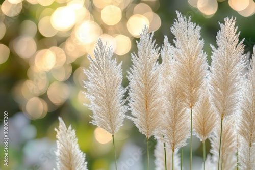 Captivating golden blurr of pampas grass against bright green background nature photography outdoor serenity