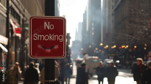 Wallpaper Mural No Smoking Sign in Urban Cityscape with Blurry Background Torontodigital.ca