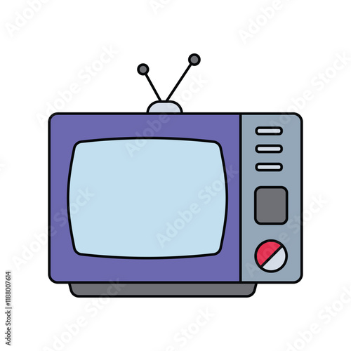 television lineal color line icon with white background vector stock illustration