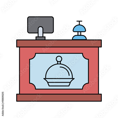 reception desk lineal color line icon with white background vector stock illustration