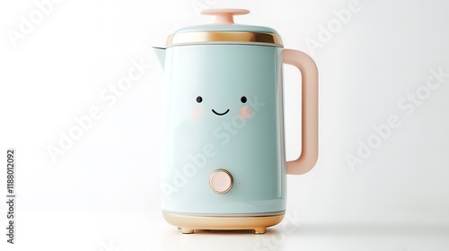 Wallpaper Mural Pastel-colored mini electric blender with a cute face, isolated on white background. Torontodigital.ca