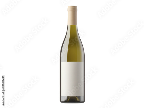  Minimalist Wine Bottle with Blank Label on Transparent Background for Branding and Design
