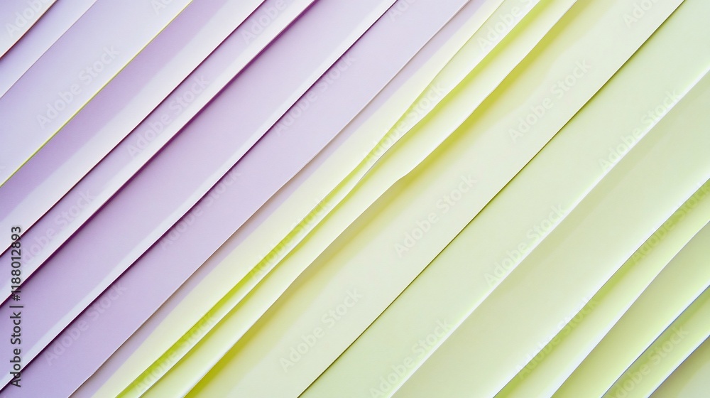 Obraz premium Abstract composition of layered pastel sheets in lavender and yellow hues.