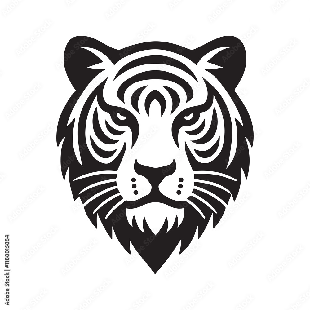 Fototapeta premium Tiger Head silhouette vector 
