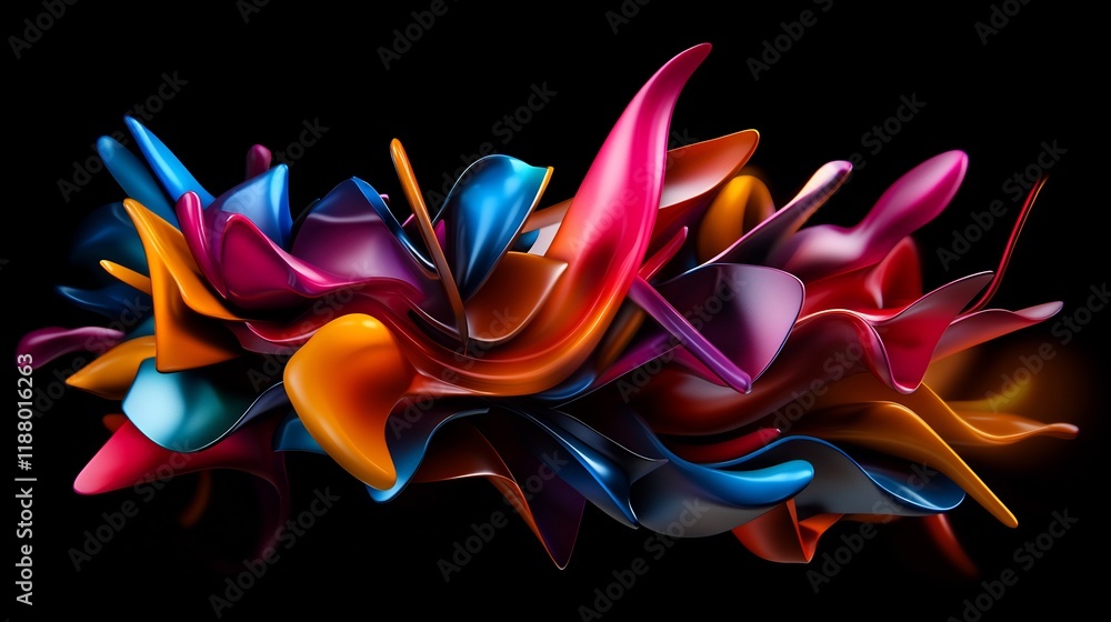 Obraz premium Abstract Colorful 3D Liquid Shapes Design, Dynamic Swirls of Vibrant Hues