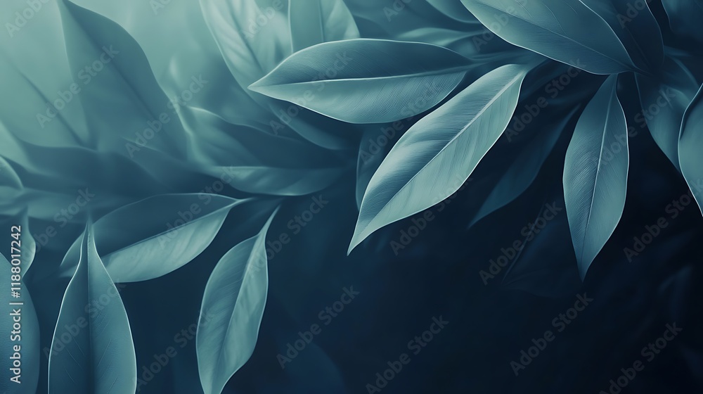 Obraz premium Teal Green Leaves Background Image
