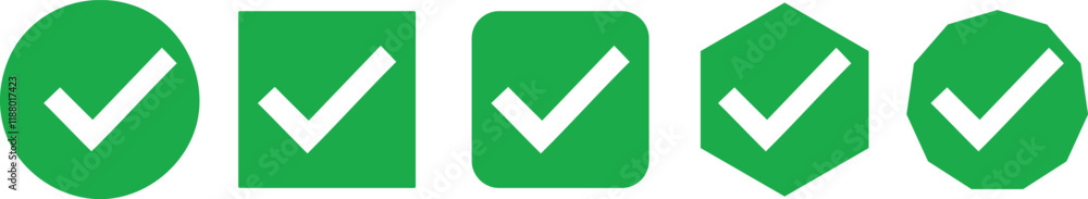 Verified badge profile set. Social media account verification icons on isolated on white background. Guaranteed check mark. Vector illustration. Verified badge profile set. Social media account verification icons on isolated on white background. Guaranteed check mark. Vector illustration.
