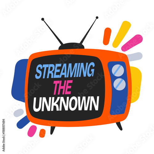 A flat sticker of tv streaming