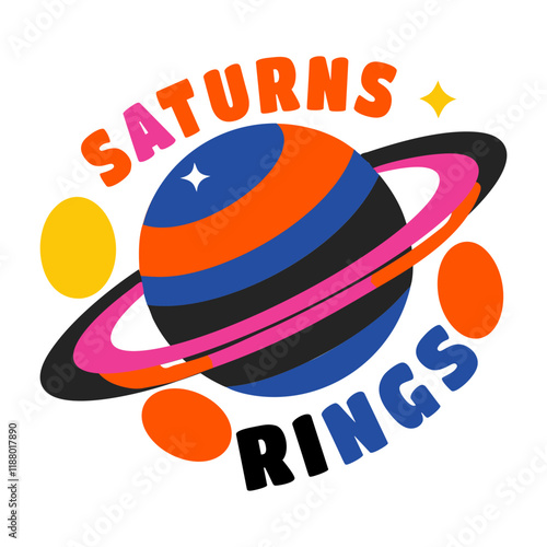 A flat sticker of saturn planet