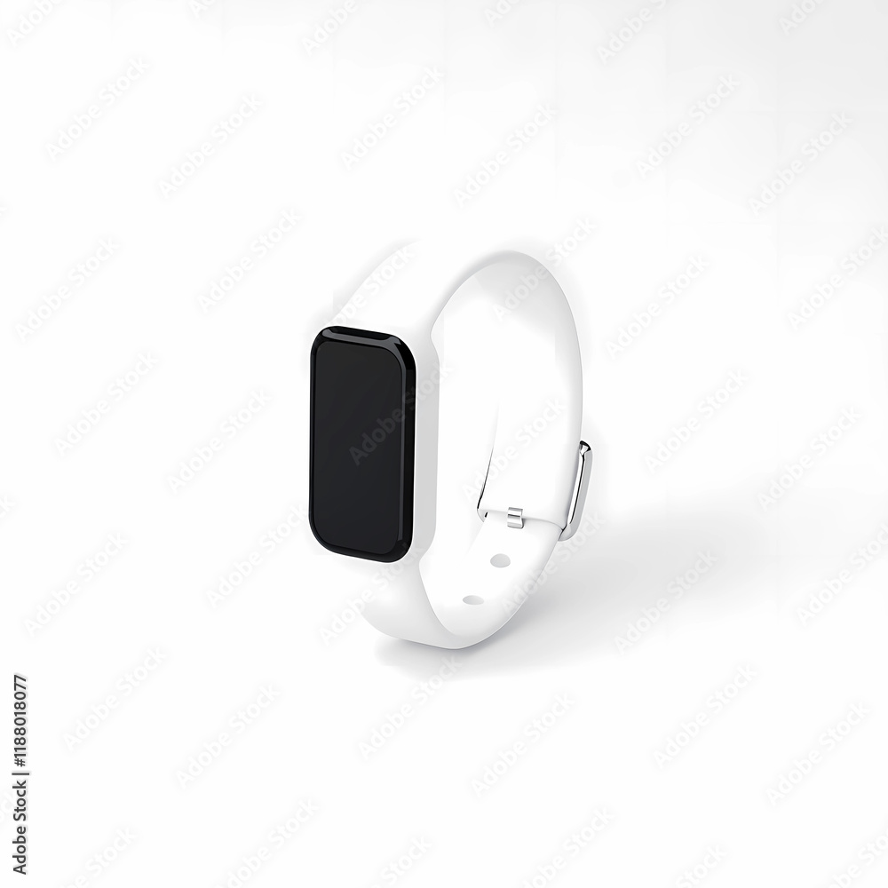 Sleek Fitness Tracker on Spotless White Background: Stay Fit and Connected Sleek Fitness Tracker on Spotless White Background: Stay Fit and Connected