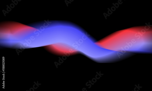 A bold abstract composition with flowing blue and red waves on a black background, creating depth, movement, and modern design appeal.