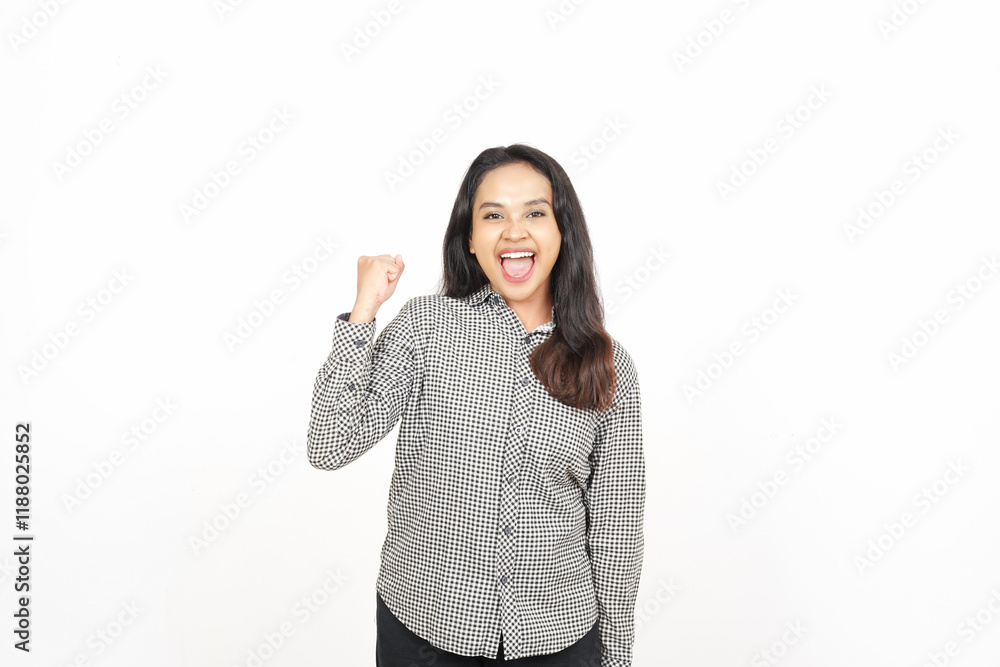 Yes Happy Celebration Of Beautiful Asian Woman Isolated On White Background Yes Happy Celebration Of Beautiful Asian Woman Isolated On White Background