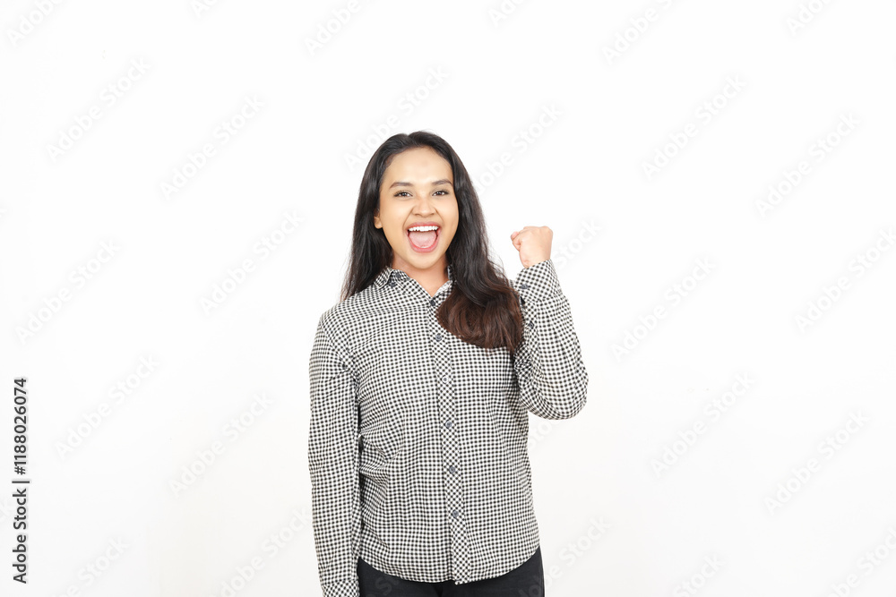 Yes Happy Celebration Of Beautiful Asian Woman Isolated On White Background Yes Happy Celebration Of Beautiful Asian Woman Isolated On White Background