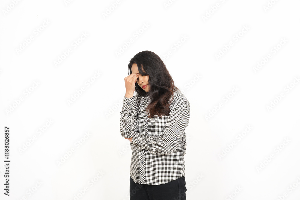 Hand on Head, Suffering Headache Of Beautiful Asian Woman Isolated On White Background Hand on Head, Suffering Headache Of Beautiful Asian Woman Isolated On White Background