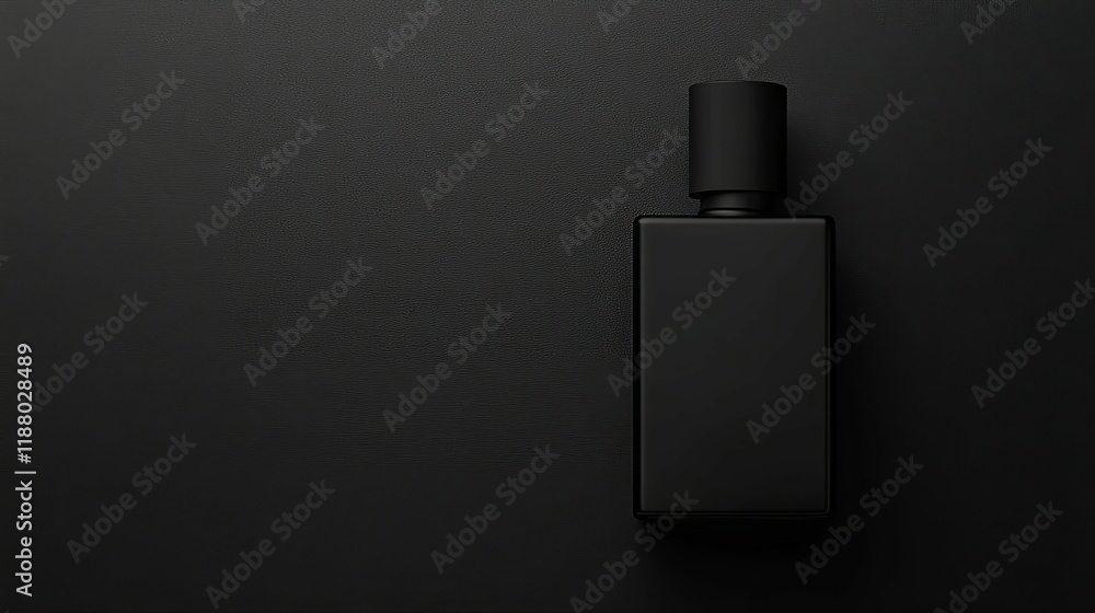 Monochromatic Black Perfume Bottle: Minimalist Product Shot Monochromatic Black Perfume Bottle: Minimalist Product Shot