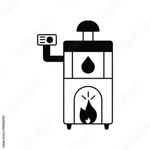 water heater glyph outline icon with white background vector stock illustration