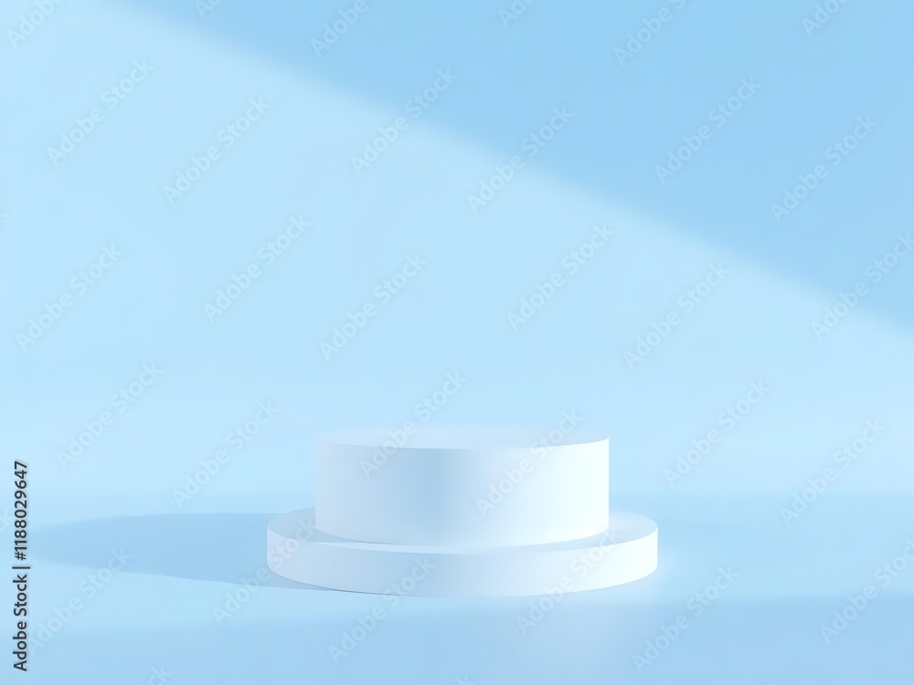 Two blue podiums on blue background with shadows. Perfect platform for your product. Three dimensional illustration Two blue podiums on blue background with shadows. Perfect platform for your product. Three dimensional illustration