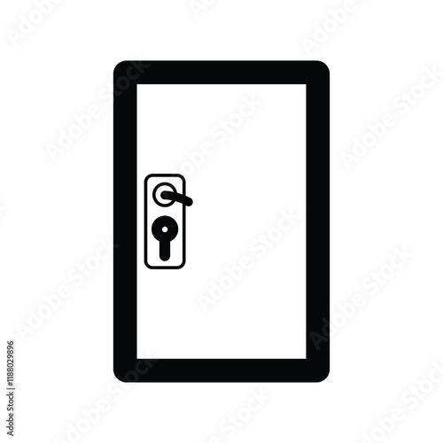 door lock glyph outline icon with white background vector stock illustration
