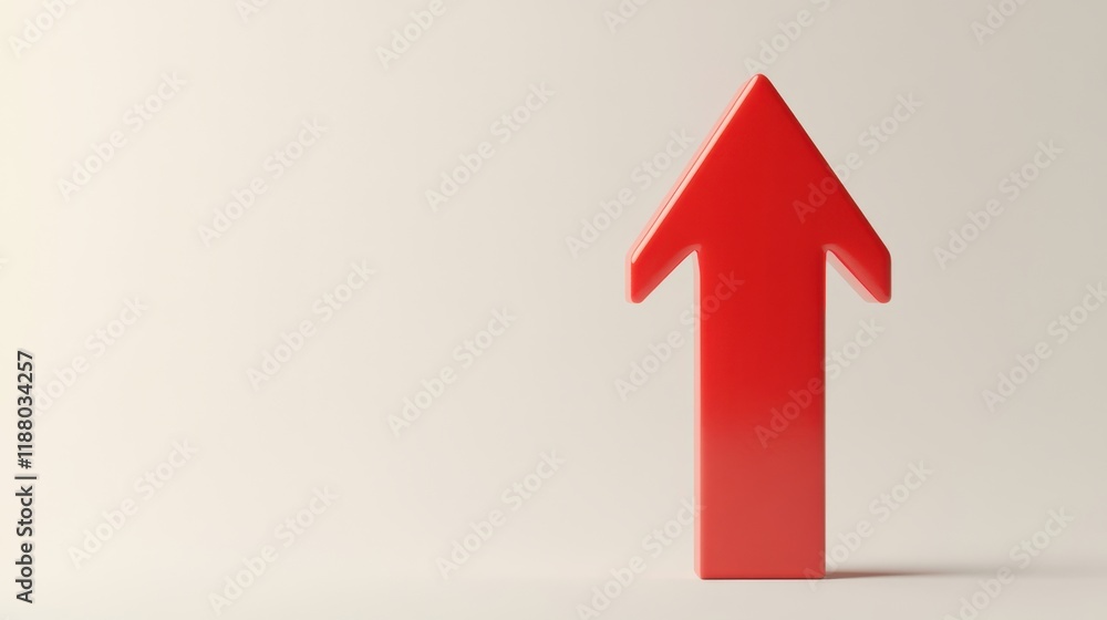 A red arrow pointing upwards on a white background A red arrow pointing upwards on a white background