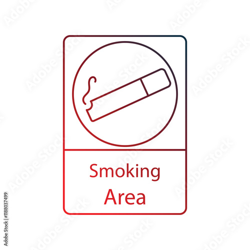 smoking area gradient outline icon with white background vector stock illustration