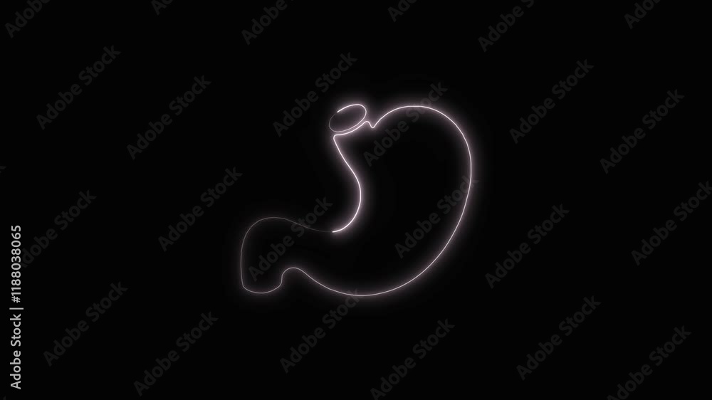 Glowing Neon Digestion Icon, Symbol of Health and Biological Process, HD Video Motion Graphic Animation on Black Background Glowing Neon Digestion Icon, Symbol of Health and Biological Process, HD Video Motion Graphic Animation on Black Background