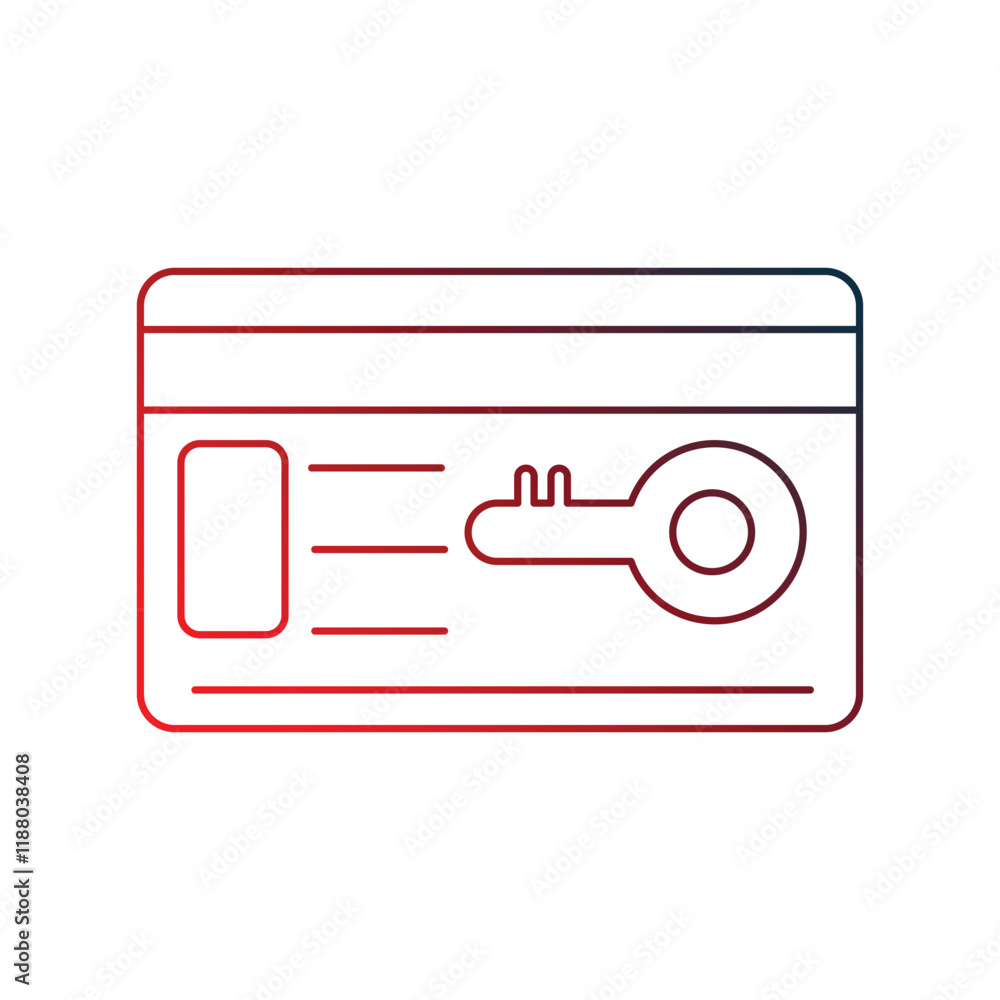 key card gradient outline icon with white background vector stock illustration