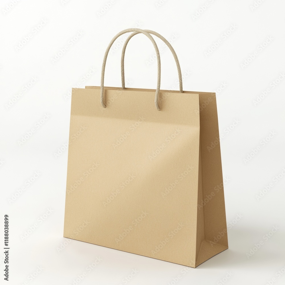 Beige Paper Shopping Bag Mockup, Plain Kraft Shopping Bag, Eco-Friendly Retail Packaging Beige Paper Shopping Bag Mockup, Plain Kraft Shopping Bag, Eco-Friendly Retail Packaging