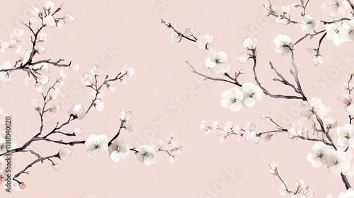 Pink and white cherry blossom Japanese sakura background