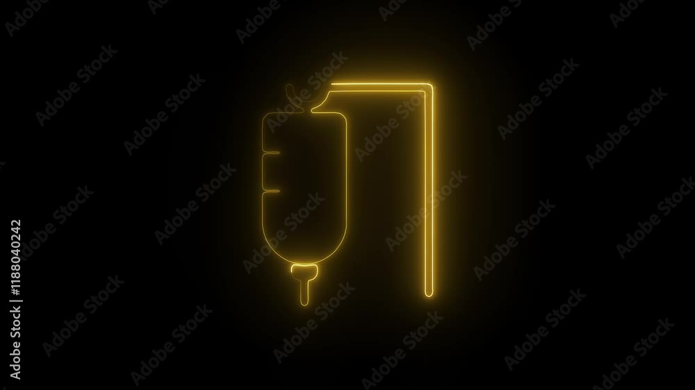 Glowing Neon Drip Icon, Symbol of Liquid Flow and Medicine, HD Video Motion Graphic Animation on Black Background Glowing Neon Drip Icon, Symbol of Liquid Flow and Medicine, HD Video Motion Graphic Animation on Black Background