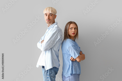 Offended young couple on li...