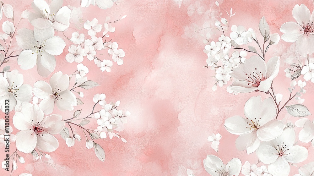 Pink and white cherry blossom Japanese sakura background Pink and white cherry blossom Japanese sakura background