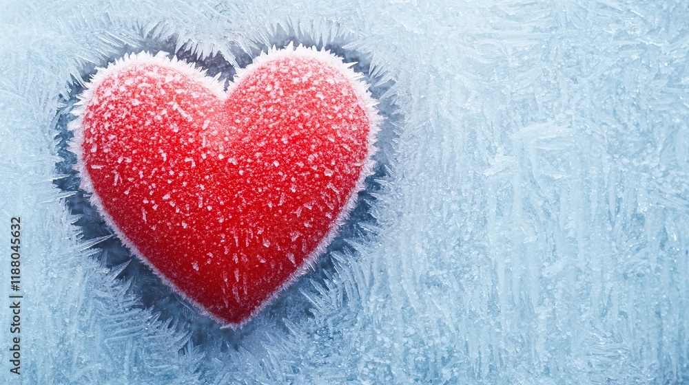 Fototapeta premium Heart in Beautifully Crafted Frozen Glass, Heart painted frozen concept.