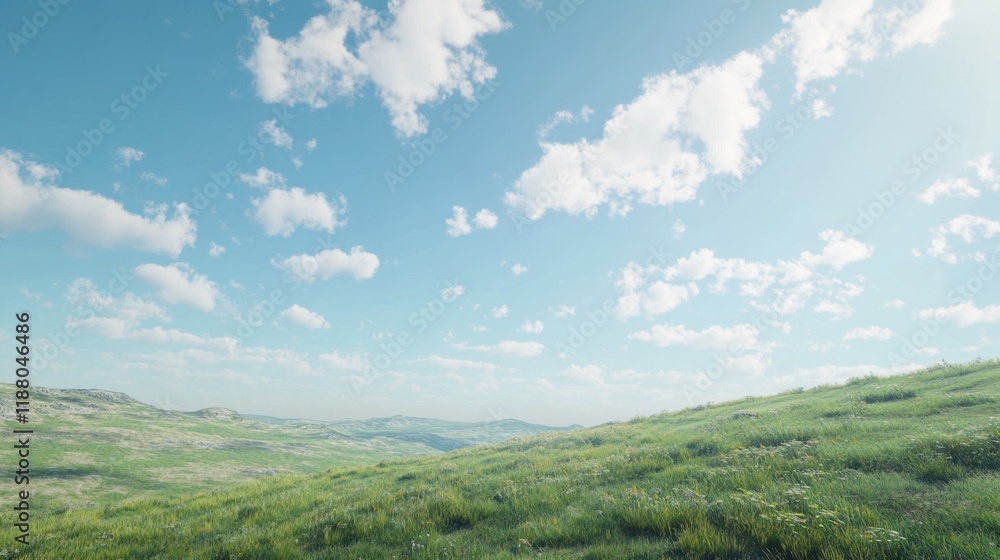 Serene Rolling Hills Under a Summer Sky: A Breathtaking Landscape Serene Rolling Hills Under a Summer Sky: A Breathtaking Landscape