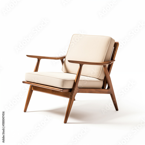 Wallpaper Mural MidCentury Modern Armchair Beige Upholstery Wooden Frame Torontodigital.ca