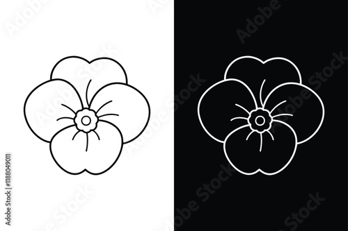Pansy Flower line icon. Vintage-Style Icon in Black & White