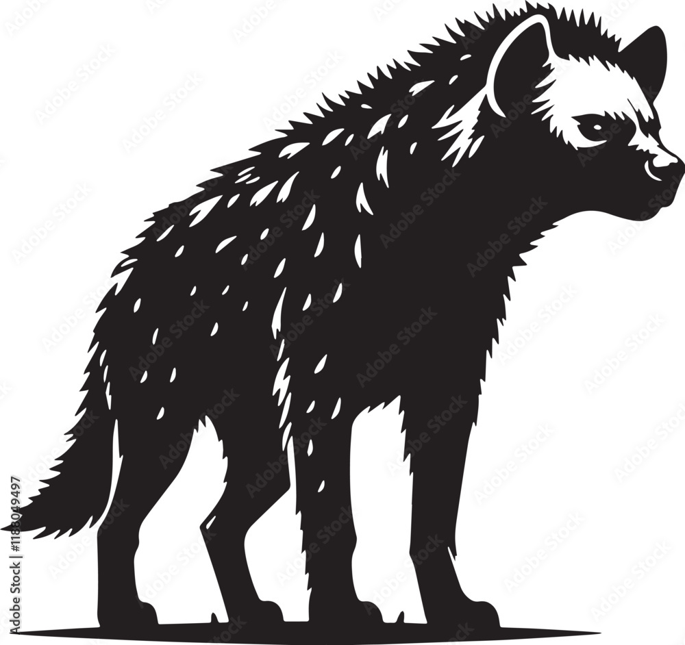 Hyena Silhouette line art vector illustration on white background Hyena Silhouette line art vector illustration on white background