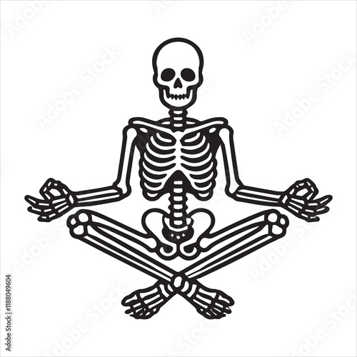 Yogi with Skull Clipart Sublimation - Skeleton Yoga illustration Vector